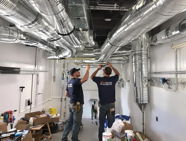 North Reading Air Duct Cleaning technician applying professional duct sealing solutions in North Reading
