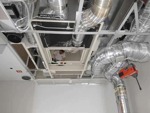 North Reading Air Duct Cleaning technician performing detailed central duct system cleaning in North Reading